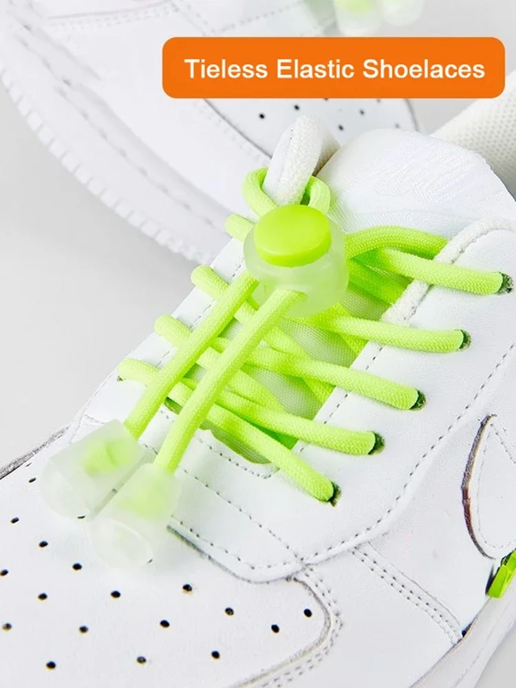 Neue No Tie Schnürsenkel elastische runde ärmellose Schnürsenkel Turnschuhe Spring Lock Schnürsenkel schnell ohne Krawatten Schuhe Spitze für Kinder Erwachsene