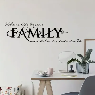 1Pc Familie Wasserdichte Text Wand Aufkleber Wohnzimmer Dekoration Kinderzimmer Kinder Zimmer Dekor Image