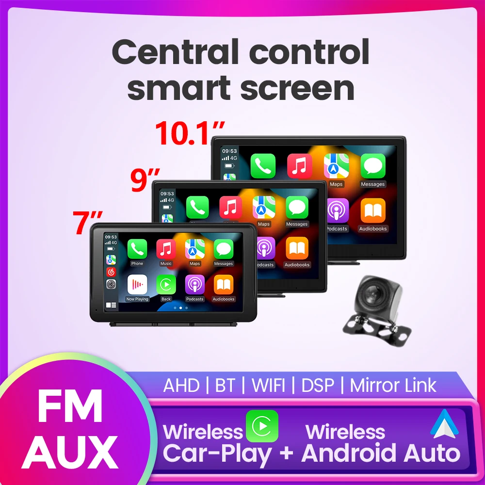 7/9/10,1 Zoll Mehrzweck Auto Zentral steuerung Smart Screen Unterstützung Spiegel-Link Carplay Android Auto Touchscreen DSP WiFi BT FM Image