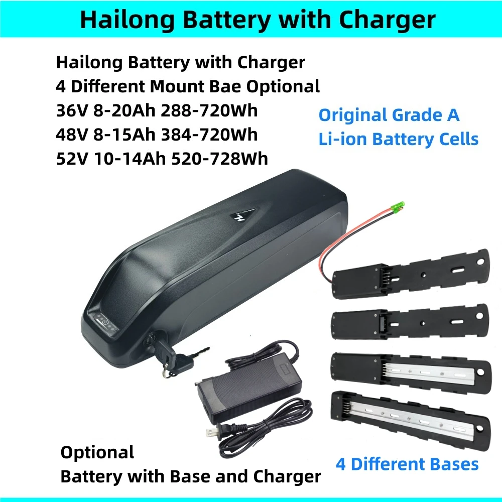 24v 36v 48v 52v Hailong Elektrische Fahrrad batterien 10ah 10,4 ah 11,6 ah 12ah 13ah 14ah 15ah 16ah 17ah 17,5 ah Ebike Batterie Image