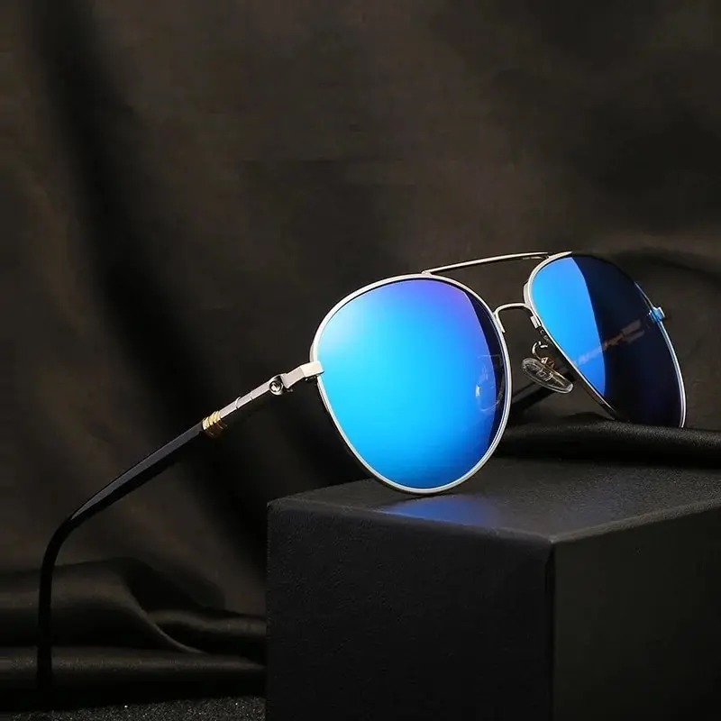 Modische Piloten-Sonnenbrille für Herren und Damen, Pilotenbrille zum Fahren und Angeln, Metall-Sonnenbrille, Luxusmarke, Designer-Brille, UV400-Schutz Image
