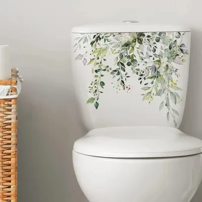1PCS Grüne Pflanzen Blumen Wand Aufkleber Badezimmer Wc Decor Aufkleber Wohnzimmer Schrank Hause Dekoration Selbst Klebe Wandbild Image