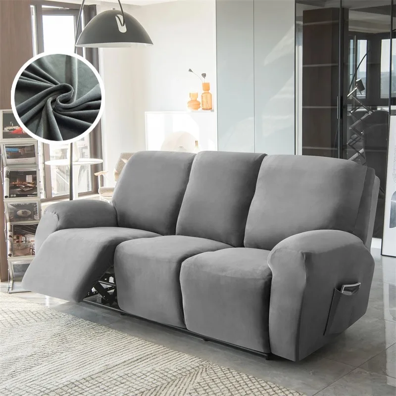 3 Sitzer Samt Liege Sofa bezug All-Inclusive einfarbige Couch Coushion R Lazy Boy Relax Sessel Slipcove Wohnzimmer