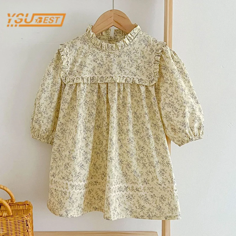 Neue Kinder Baby Mädchen Langarm Blumen druck Prinzessin Kleid Frühling Herbst süße Baby Mädchen Kleid Kinder Kleidung Kleid Image