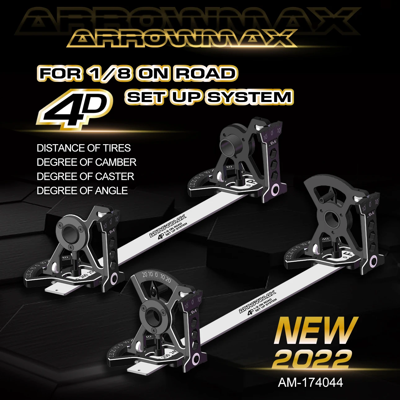 Arrow max am-174044 4d schnelles, einfaches Einrichtungs system mit Tasche Camber Caster Toe Track Breite für RC GT Pan Touring On Road Auto