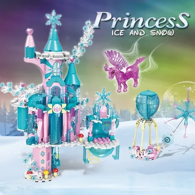 Eis Schnee Schloss Bausteine Märchen Prinzessin magische Burg DIY Modell Ziegel Stadt Straße Ansicht Kinder DIY Spielzeug Weihnachts geschenke Image