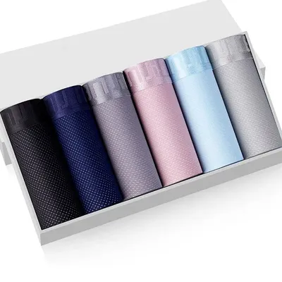 4 stücke Eis Seide Mesh Boxer Shorts männer Unterwäsche Coole Unterhose Atmungsaktive Sexy Dünne Höschen Bambus Dessous Großhandel Viele L-6XL Image
