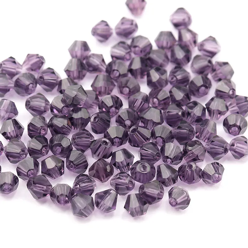 100 stücke 4mm glänzende Bicone Perlen Kristall perlen Charms 5238 lose Spacer Perlen Glass chmuck Perlen für DIY Schmuck machen 36 Farben Image