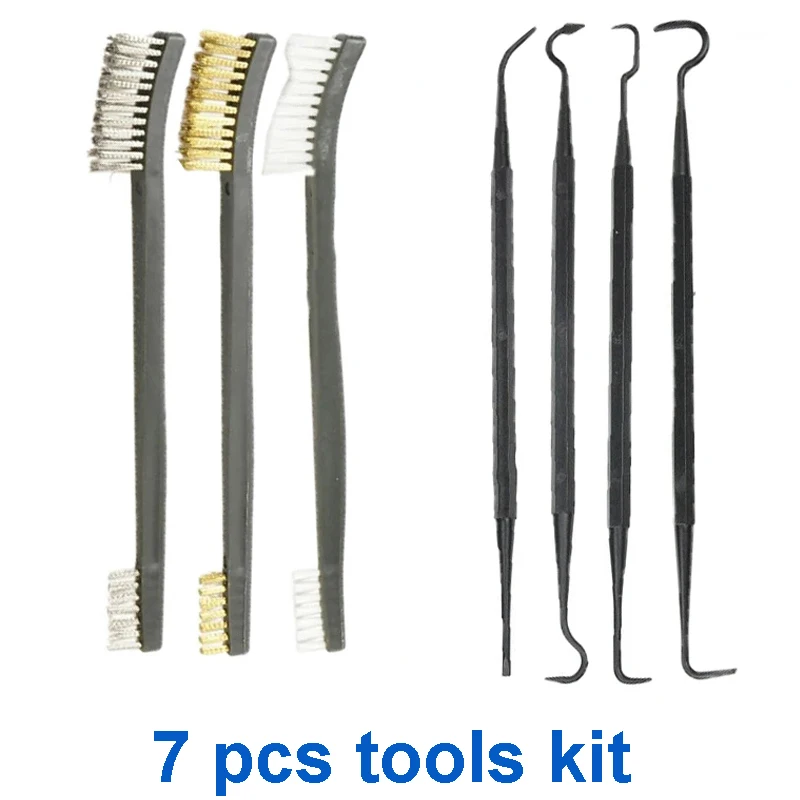 Mehrzweck auto Detail lierung Reinigungs werkzeug Kit Zubehör Rohr draht bürsten 4 Nylon Picks Pick und 3 Doppel kopf bürsten Werkzeuge Image