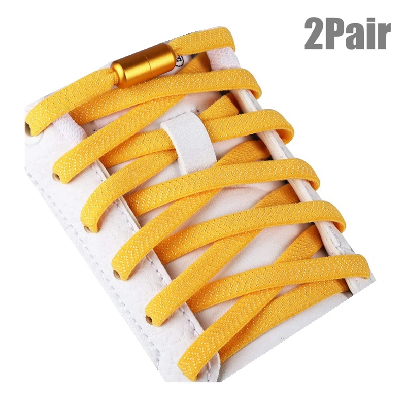 Elastische Schnürsenkel Turnschuhe flache Gummibänder Schnürsenkel ohne Krawatten Erwachsene Kinder Stiefel keine Krawatte Schnürsenkel Schuhe Zubehör 2 Paar Image