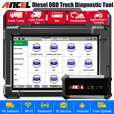 ANCEL X7 HD Heavy Duty Truck Scanner Professional Full System 12V 24V Oil D-P-F Regen ECU Reset