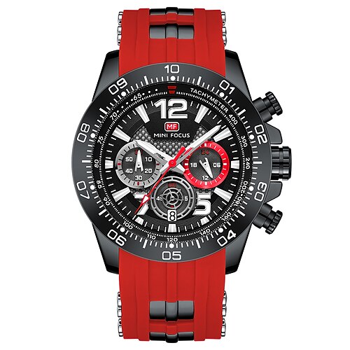 MINI FOCUS Herren Quarz uhr Draussen Sport Modisch Armbanduhr leuchtend Stopuhr Kalender WASSERDICHT Kieselgel Beobachten Image