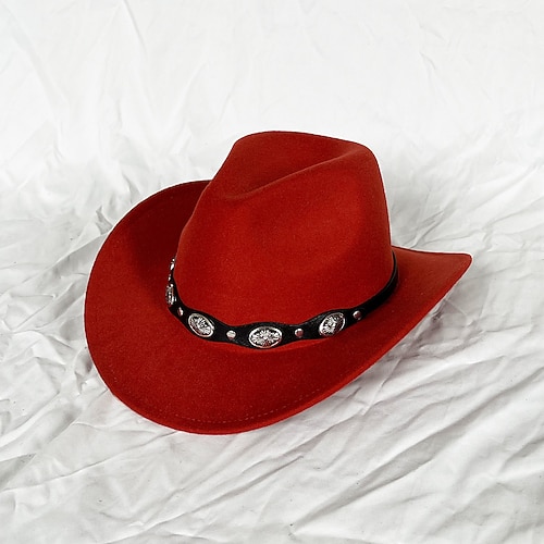 weißer Western Cowboyhut Damen Herren lockiger Cowboy Girl Fedora mit Leder Fedora Toca Toca Rider Hut Image