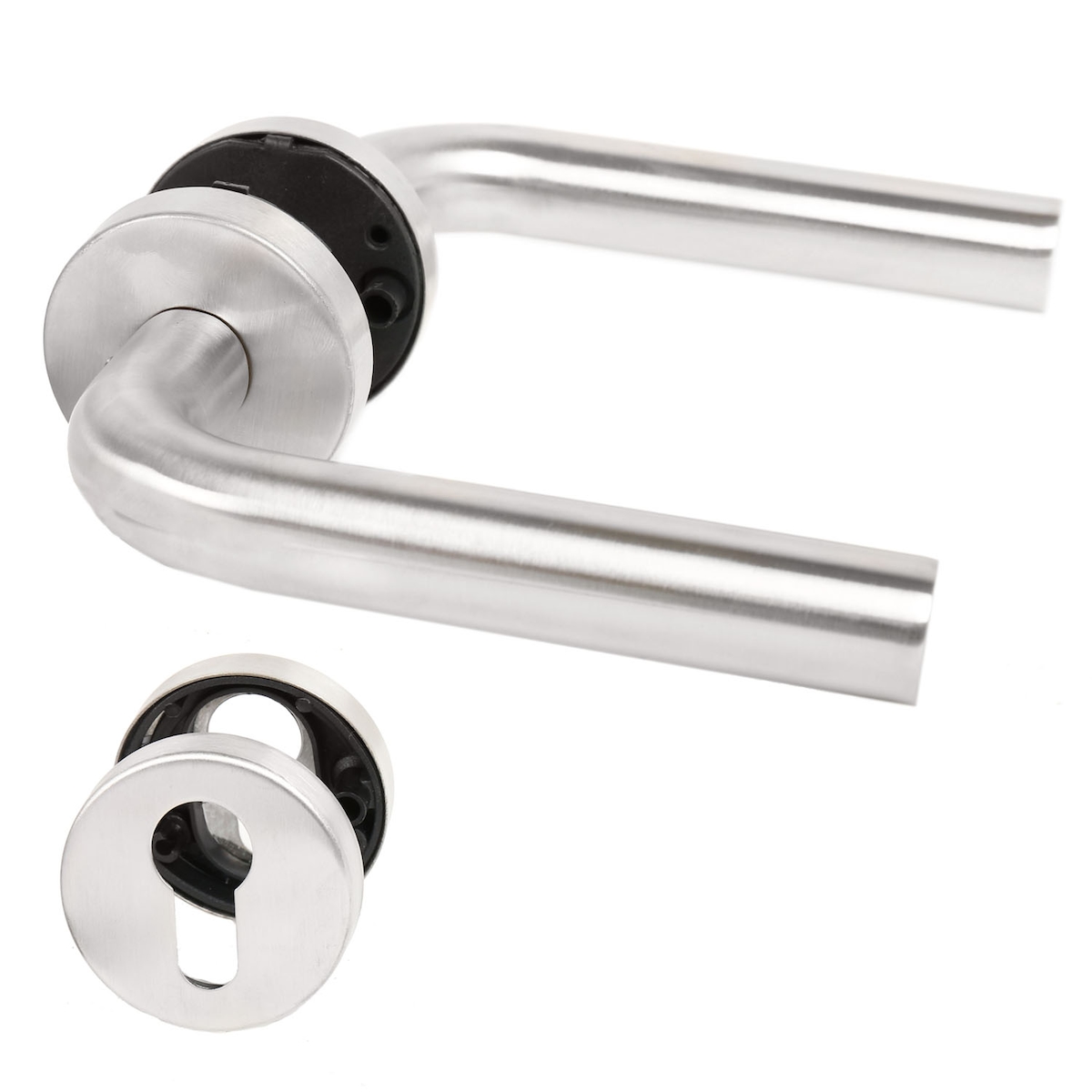 MS Beschläge Profilzylinder Edelstahl Rosettengarnitur Sabina Türdrücker matt Drückergarnitur Image