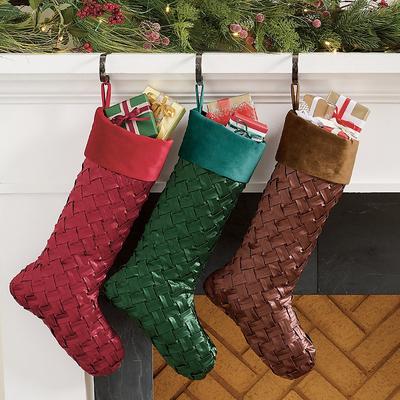 Christmas Tonal Woven Stocking - Red - Grandin Road