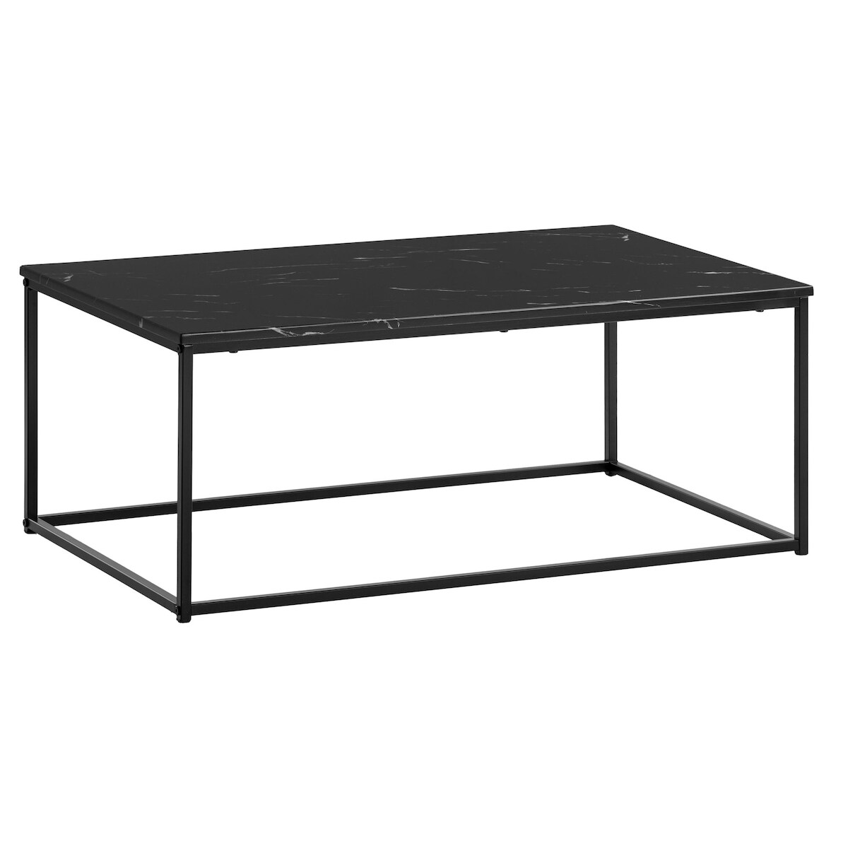 Couchtisch in Marmor-Optik mit Metallbeine, rechteckig - Serie `Marbrix`. Schwarz, 100x60x40 cm | Kadima Design Image