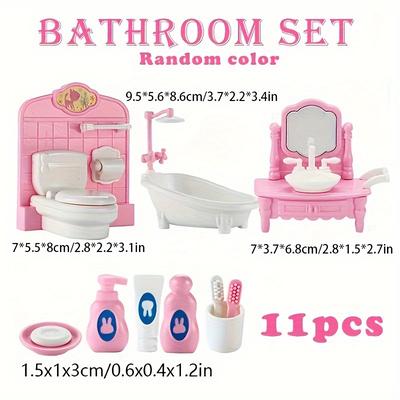 TEMU Dolls House 1:12 Miniature Kitchen Bedroom Bathroom Playset, Simulated Play House Indoor Furniture And Accessories Toys, Fun Christmas And Birthday Gift