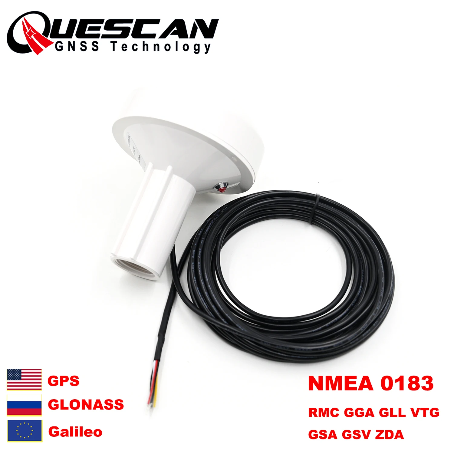 QUESCAN 12 V Seriell RS232 NMEA 0183 GPS GLONASS Galileo Antennenempfänger Marine GPS GNSS Antenne RS-232 NMEA0183 4800 Baudrate Image