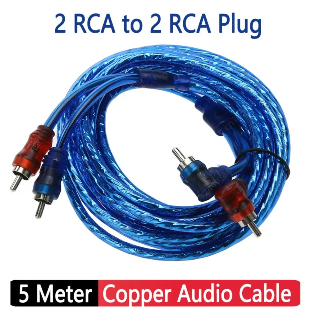 1pc 5m 2 rca bis 2 rca Stecker Auto-Audio-Verstärker geflochtener Kupferkabel-Audio verstärker für das digitale Stereo-HiFi-System des Heimkinos Image