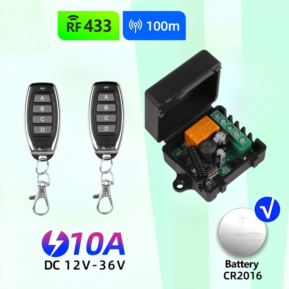 433 Mhz DC 12 V 24 V 36 V 1CH Universal Wireless Fernbedienung Schalter Relais Empfänger Modul RF Sender 433 Mhz Fernbedienung Image