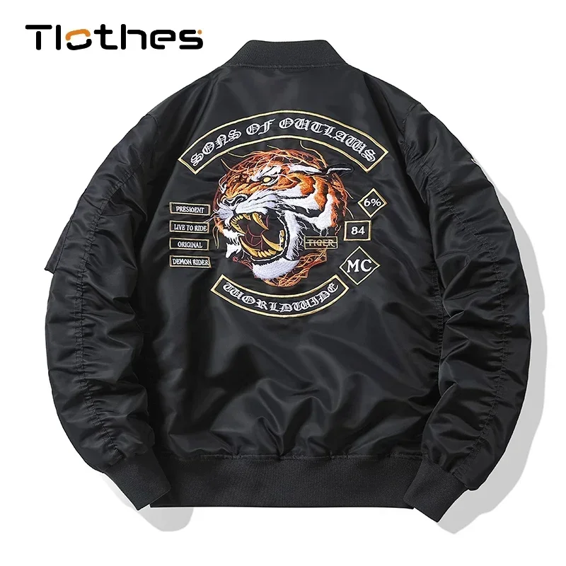Tiger Stickerei Bomber Jacke Herren Kleidung Hip Hop Baseball Jacken und Mäntel Streetwear Militär Jacke Männer der Marke Oberbekleidung