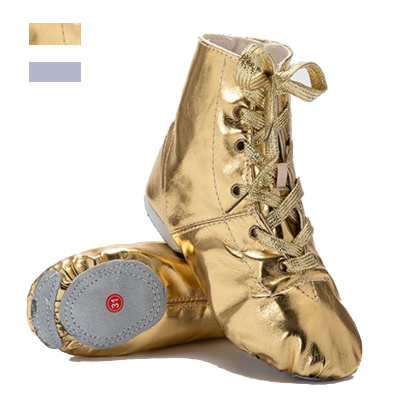 Tanz schuhe Frau Kinder Mädchen moderne weiche Ballett Jazz Turnschuhe Glitzer glänzendes Leder Gold Silber weibliche Tanz Fitness Sport