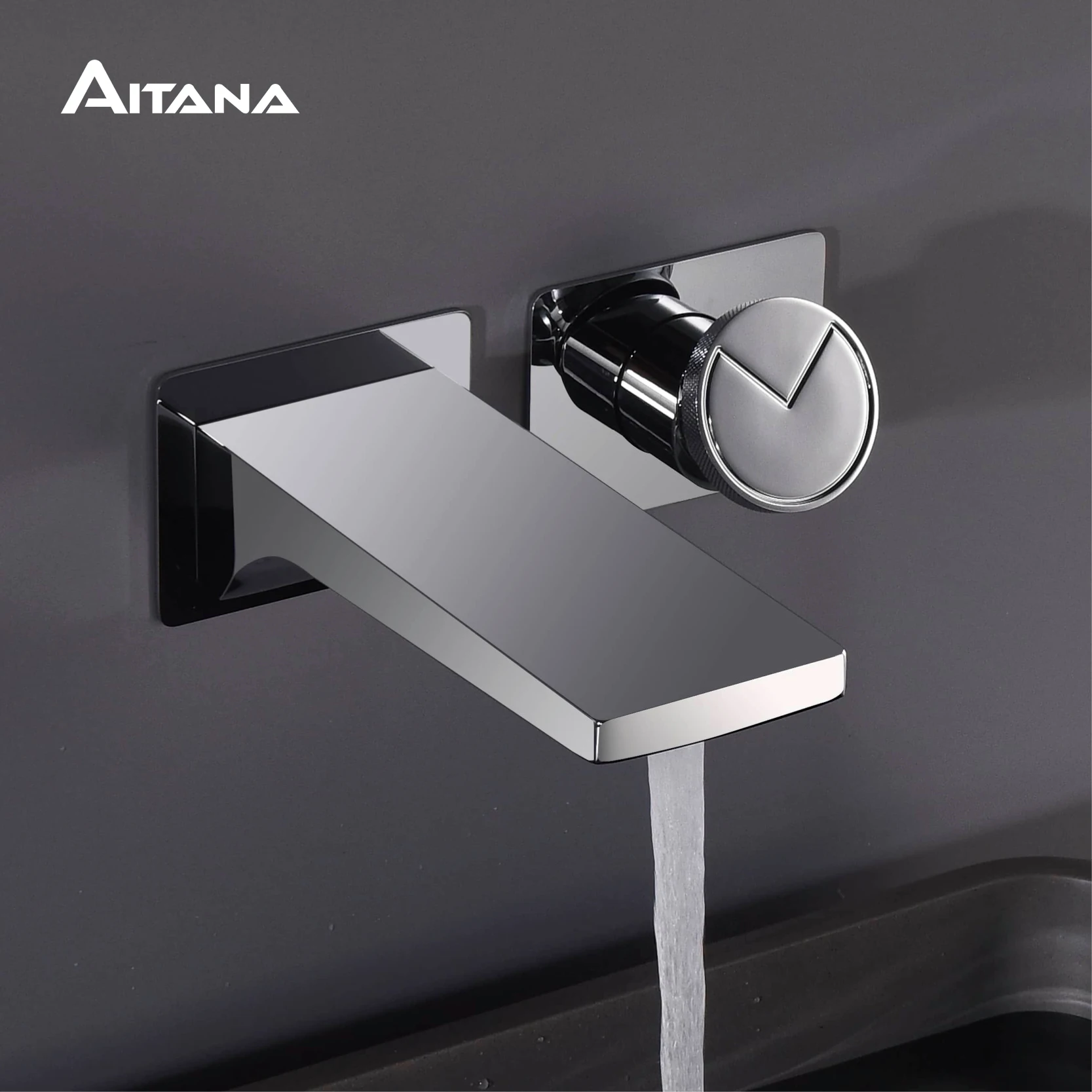 Luxus-Messing-Chrom-Bad armatur mit Wand-Design, Einhand, 2-Loch-Heiß-und Kalt-Doppels teuerung, einfacher Waschtisch armatur