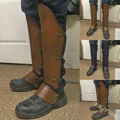 Mittelalterlichen Viking Larp Greaves Bein Protector Lederband Wrap Rüstung Teil Krieger Ritter Image