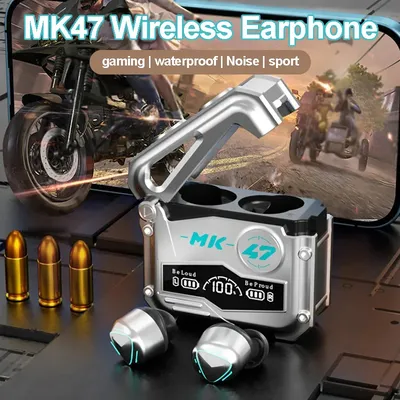 Mk47 drahtloser Bluetooth-Kopfhörer mit Mikrofon-Display tws mechanischer Kopfhörer Gaming wasserdichter Sport-Ohrhörer mit Geräusch reduzierung Image