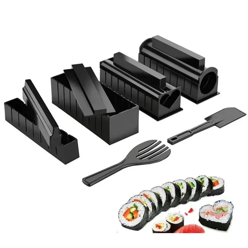 10 teile/satz japanische sushi zubehör küche sushi maker diy sushi making kit roll reis form sushi form küchen werkzeuge Image
