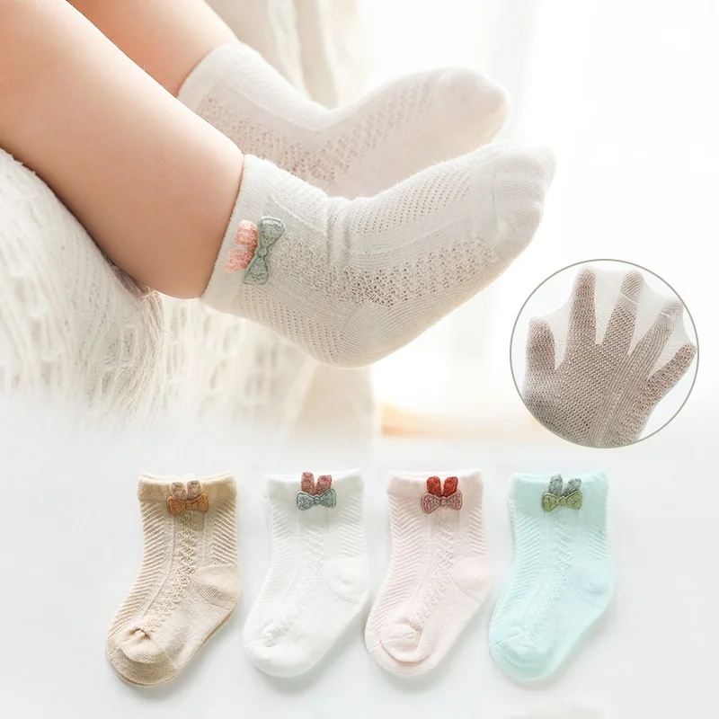 0-3 Jahre Neugeborenes Baby 4 paare/los Socken Mädchen Jungen Sommer dünne Maschen Kleinkind Jungen Mädchen Kinder Socke Baumwolle weiche Kleinkind Socken Image
