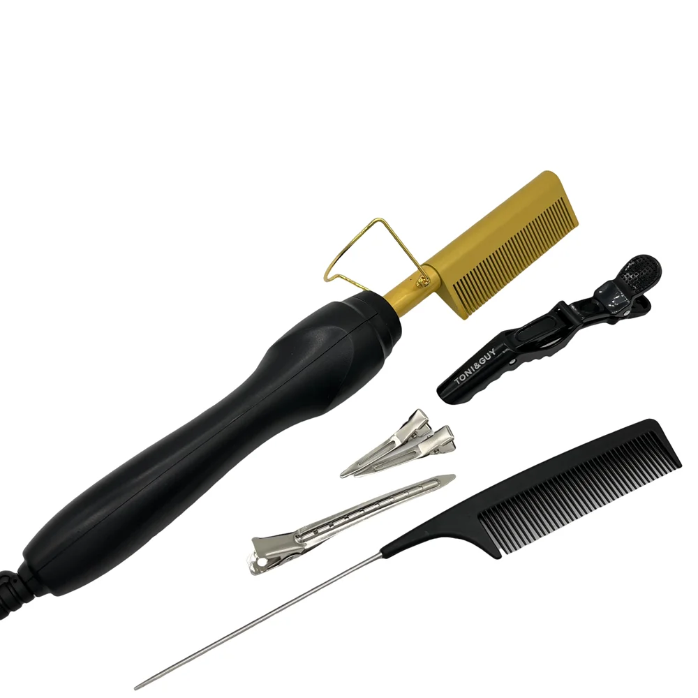 1 Satz Hot Comb Haarglätterbürste Hot Comb Pressing Electric Heat elektrische Haarbürsten Styling Tools Image