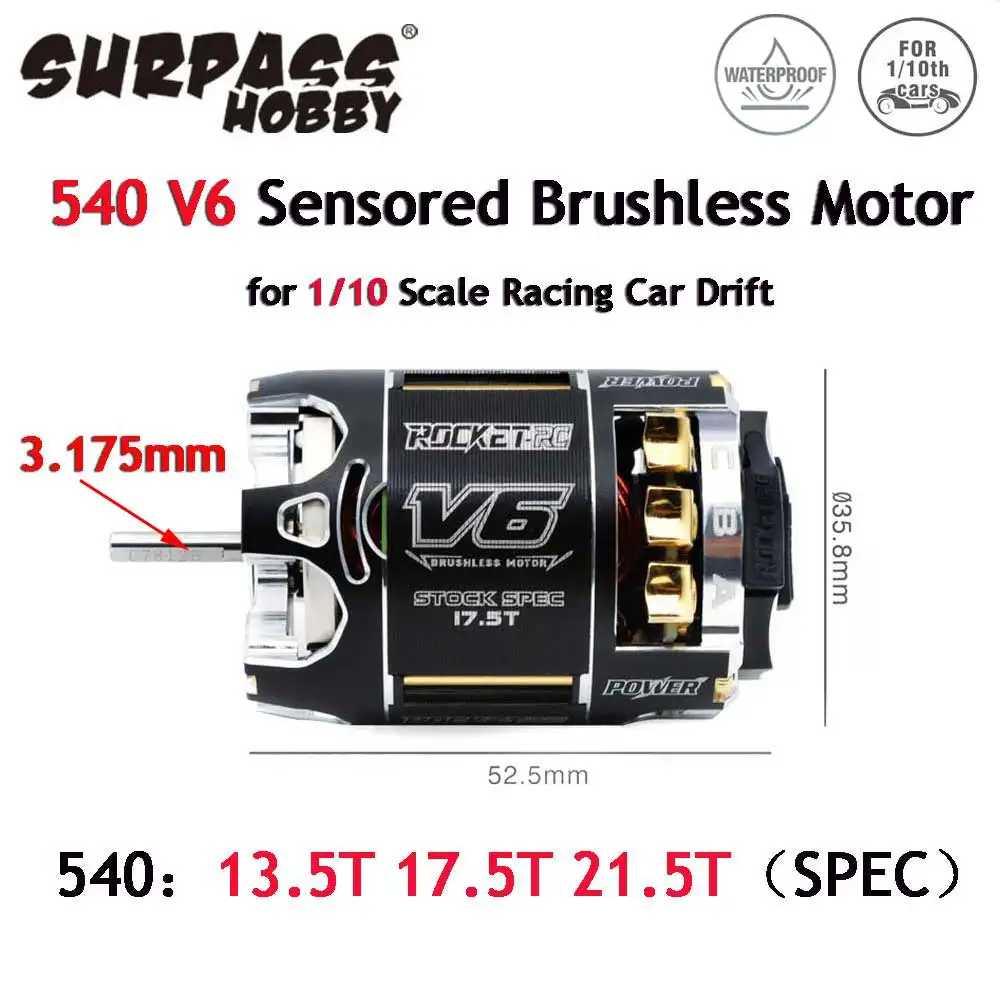 Übertreffen Hobby Rakete RC 13,5 v6 17,5 t 21,5 t 3,175 t Spezifikation sensor bürstenloser Motor wasserdicht mm für rc Auto Drift
