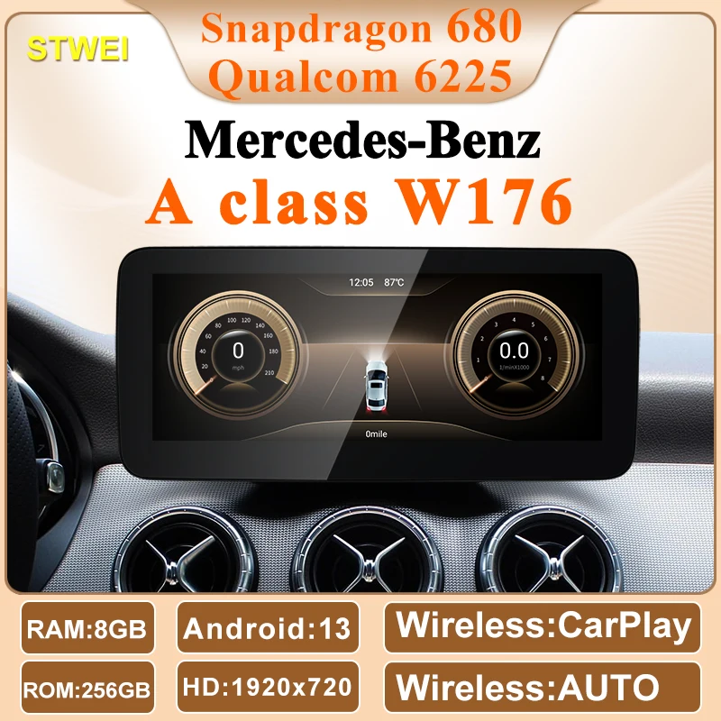 STWE Neue Qualcomm6225 Snapdragon680 Andorid13 Auto Multimedia Player Für Mercedes Benz A-Klasse W176 CarPlay AUTO Video GPS Navi Image