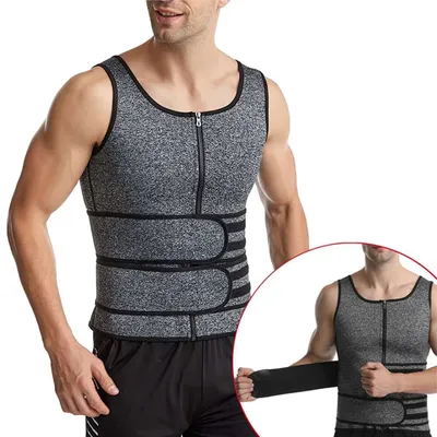 Herren Sauna Taille Trainer Weste Schweißweste mit Trimmergürtel Workout Tank Top Body Shaper Fitness Schlankheitshemd Shapewear Image
