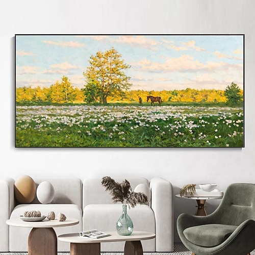 handgemaltes originales buntes Wald-Ölgemälde auf Leinwand, Strukturbäume, Landschaftskunst, abstrakte echte Natur, personalisiertes Wohnwand-Raumdekor Image