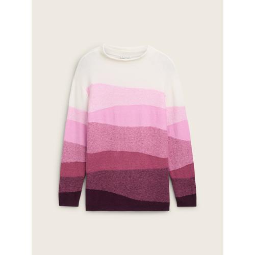 TOM TAILOR Damen Plus - Strickpullover mit Farbverlauf, rosa, Farbverlauf / Dip-Dye, Gr. 54