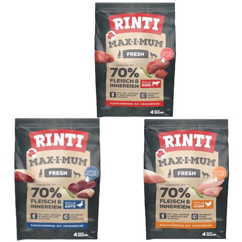 3x 4kg RINTI Max-i-mum Mix (Rind, Huhn, Ente) Hundefutter trocken