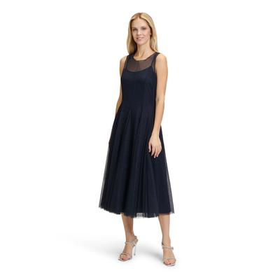 Cocktailkleid VERA MONT "Vera Mont Cocktailkleid figurbetont", Damen, Gr. 38, Normalgrößen, blau (night sky), Tüll, Obermaterial: 100% Polyester. Futter: 100% Polyester., festlich, Basic schmal kurz, Rundhals, ohne Ärmel, Kleider, Nahtführung Image