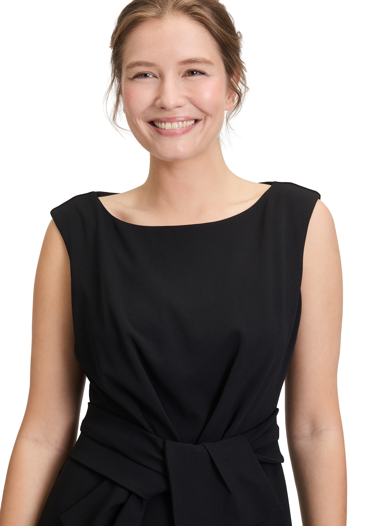 Overall VERA MONT "Damen Jumpsuit mit weitem Bein", Damen, Gr. 38, schwarz, Crêpe, Obermaterial: 95% Polyester, 5% Elasthan. Futter: 100% Polyester., ausgestellt, U-Boot-Ausschnitt, Overalls, Bunddetail Image