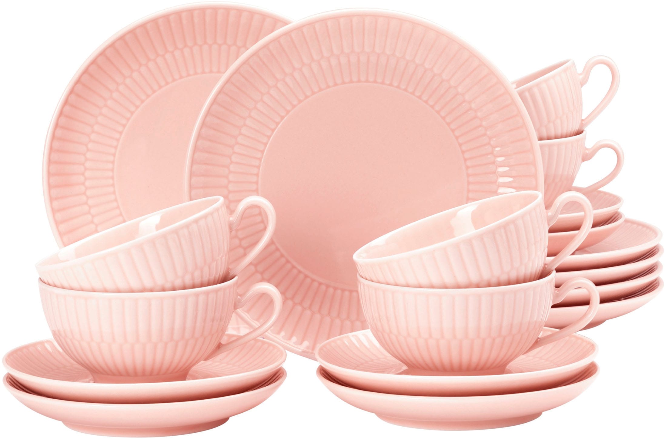 Teeservice SELTMANN WEIDEN "Geschirr-Set, 18 Teile, Amina, klein", rosa, 18 Stk., Porzellan, Geschirr-Sets, Tassen, Untertassen, Teller, Made in Germany, 18 Teile, für 6 Personen Image