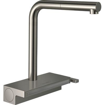 Küchenarmatur HANSGROHE "Aquno Select M81", silber (edelstahl finish), H:281cm T:25,4cm, Armaturen, 250 Ausziehauslauf 2