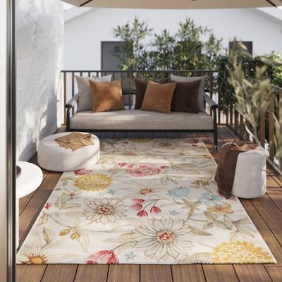 Outdoorteppich WECON HOME "Abloom", bunt (beige,gelb,rot), B:200cm H:5mm L:290cm, Polypropylen, Teppiche, Läufer, für Innen & Außen, pflegeleicht, Hoch-Tief Effekt Image