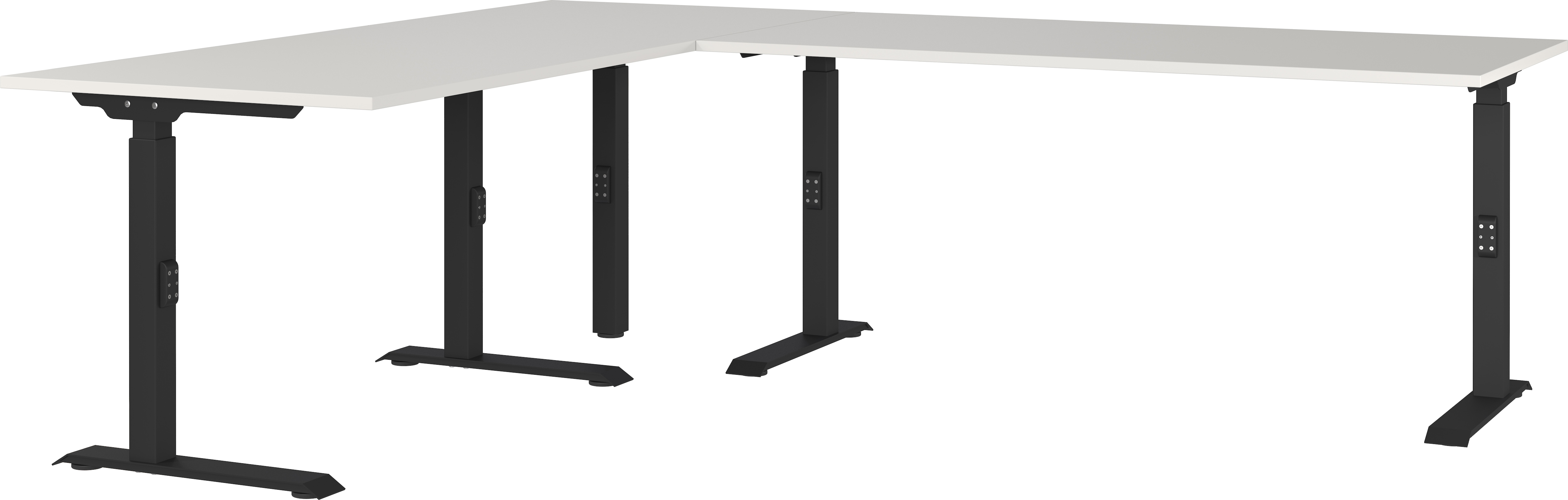 Eckschreibtisch GERMANIA "GW-Agenda", schwarz (lichtgrau, schwarz, schwarz, lichtgrau), B:240cm H:91cm T:200cm, Tische, Eckschreibtisch, höhenverstellbar, verfügbar in verschiedenen Maßen