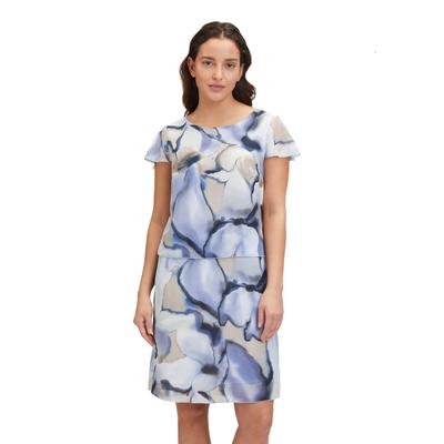 Sommerkleid BETTY BARCLAY "Betty Barclay Stufenkleid kurzarm", Damen, Gr. 36, Normalgrößen, blau (weiß, blau), Obermaterial: 100% Polyester. Futter: 100% Polyester., feminin, figurumspielend kurz, Rundhals, Halbarm, Kleider, Druck Image