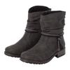 Winterstiefelette RIEKER, Damen, Gr. 40, grau (anthrazit), Lederimitat, elegant, Schuhe Bikerboots Boots, mit Zierbänder am slouchy Schaft