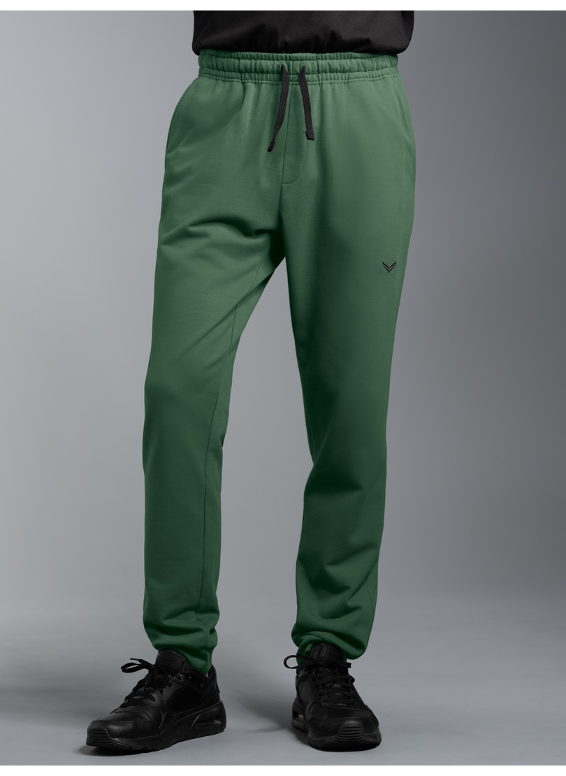 Sweathose TRIGEMA "TRIGEMA Jogginghose aus Biobaumwolle", Herren, Gr. XL, US-Größen, grün (efeu), 75% Baumwolle (Biobaumwolle kbA), 25% Baumwolle (recycelt), Basic, Hosen Sweathose