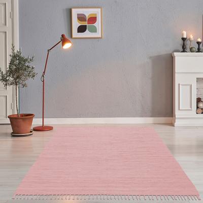 Teppich THEKO "Happy Cotton Fleckerl, handgewebt" Gr. 6, rosa (rosé), B:160cm H:5mm L:230cm, Baumwolle, Teppiche, Fransenteppich, Flachgewebe, reine Baumwolle, meliert, mit Fransen, auch als Läufer Image