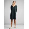 Sweatkleid STREET ONE, Damen, Gr. 36, EURO-Größen, grün (hunter grün), Stoff, 60% Viskose, 35% Polyamid, 5% Elasthan, unifarben, casual, comfort fit knielang, V-Ausschnitt, 3/4-Ärmel Bündchen, Kleider, knielang