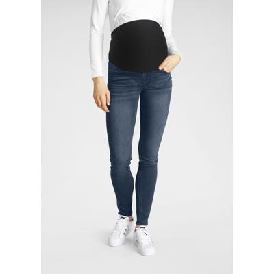 Umstandsjeans NEUN MONATE "Stretch-Jeans für Schwangerschaft und Stillzeit", Damen, Gr. 44, N-Gr, blau (schwarz, blau, used), Jersey, Obermaterial: 59% Baumwolle, 40% Polyester, 1% Elasthan, Basic, skinny fit lang, Jeans, hohe Leibhöhe, ohne... Image